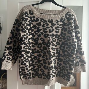 August Silk 🪷❤️Leopard Print Sweater - Black and Tan